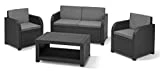 'Allibert by Keter' Modena Lounge Gartenmöbel Set 4teilig, mit Sitzkissen, für Garten, Terrasse...