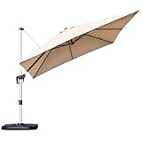 COSTWAY Sonnenschirm rechteckig 300 x 300 cm, groß Ampelschirm mit Kurbel, Terrassenschirm...