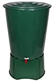 XL Regentonne 310 Liter aus Kunststoff in Grün. Mit sehr robustem Monoblock Stand, Wasserhahn und...
