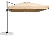Schneider Sonnenschirm Rhodos, Natur, 300 x 300 cm quadratisch, 782-15, Gestell Alu/Stahl,...