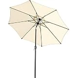 270 cm Sonnenschirm, Marktschirm knickbar, Gartenschirm rund, 8 Stahlverstrebungen und Kurbel,...