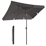 BelleMax Set-Sonnenschirm Balkon rechteckig 200 x 125 cm + Sonnenschirmhalter Anthrazit Gartenschirm...