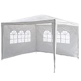 Nexos GM36090 PE-Pavillon Partyzelt mit 2 Seitenteilen für Garten Terrasse Markt Camping Festival...