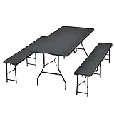 Juskys Bierzeltgarnitur Amberg 3-teilig & klappbar — 180 x 74 x 74 — 2 Bierbänke & Biertisch in...
