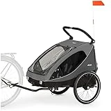 Hauck Fahrrad Anhänger 2 Kinder Dryk Duo inkl. Deichsel, Buggyrad und Fahne, Klappbar, Groß, XL...