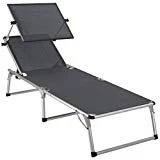 Ultranatura Aluminium Sonnenliege Nizza mit Dach, grau, 193 x 67 x 32 cm