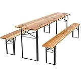 tectake 400871 Bierzeltgarnitur klappbar, 3-teilige Festzeltgarnitur mit Tisch und Bänken, 177 x 46...