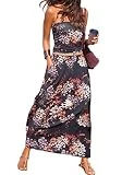 SEBOWEL Damen Maxikleid Sommer Boho Kleider Lang Bandeau Ärmelloses Sommerkleid Strandkleider...