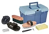 Kerbl Putzbox blau mit Inhalt (für Pferde, Pferdebürsten, Mähnenbürsten, Putzkiste mit Bürsten,...