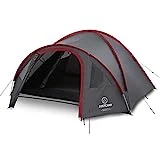 Justcamp Scott 4 Camping Zelt 4 Personen, Iglu Zelt mit Vorraum, Schlafkabine - grau