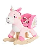 Labebe Baby Schaukelpferd Holz, Schaukelpferd Plüsch, Spielzeug Schaukelpferd Rosa Einhorn für...