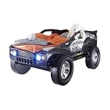 JEEP Autobett mit LED-Beleuchtung 90 x 200 cm - Aufregendes & hohes SUV Auto Kinderbett für kleine...