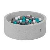 KiddyMoon Bällebad Baby Spielbad Mit Bunten Bällen 7CM Rund Made In EU, Hellgrau:...