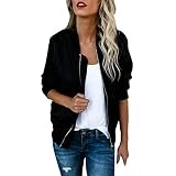 LAEMILIA Bomber Jacke Damen Jacke Mit Stehkragen Übergangs Piloten Flieger Retro Bomberjacke...