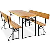 KESSER® Bierzeltgarnitur mit lehne & breiter Tisch 170x70cm | 3 teilig Gartenmöbel-Set | Klappbar...