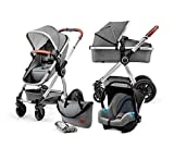 Kinderkraft Kinderwagen 3 in 1 VEO, Kinderwagenset, Kombikinderwagen, Buggy und Tragewanne,...