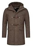 Indicode Herren Liam Dufflecoat mit Stehkragen und Kapuze | moderner Wollmantel mit 5 Taschen Warmer...