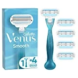 Gillette Venus Smooth Rasierer Damen, Damenrasierer + 5 Rasierklingen mit 3-fach Klinge, Frauen...