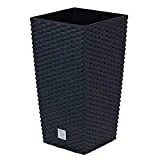 Prosperplast Rattan Blumentopf 26,6 L Anthrazit Übertopf Innen Außen mit Innenkasten wetterfest,...