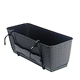 Blumenkasten Balkonkasten Blumentopf Rattan Optik Ratolla mit Halterungen Untersetzer 2 Größen 4...