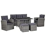 vidaXL Gartensofa 18-TLG. Poly Rattan Sitzgruppe Gartenmöbel Gartengarnitur
