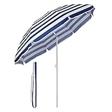 Sekey® Sonnenschirm 160 cm Marktschirm Gartenschirm Terrassenschirm Blaue weiße Streifen Rund...