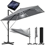 KESSER® Sonnenschirm LED Solar Ampelschirm Sun XL 300 x 300 cm Inkl. Abdeckung +Windsicherung...