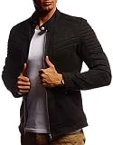 Leif Nelson Herren Jacke Kunst-Lederjacke Freizeitjacke für Männer Bikerjacke Gesteppte...