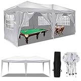 Faltpavillon 3x6 Wasserdicht UV-Schutz 50+ Partyzelt mit 6 Seitenteilen&Tasche Gartenpavillon...