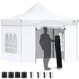 VOUNOT Pavillon 3x3m Wasserdicht Stabil Winterfest, Pop Up Faltpavillon mit 4 Seitenteilen und 4...