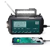 Kurbelradio DAB+/DAB/UKW mit 5000mAh Akku Wiederaufladbare, Notfallradio mit Taschenlampe &...