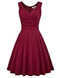 50s Kleider Rockabilly Vintage Retro Kleid cocktailkleider Burgundy a Linie Kleider CL698-2 L