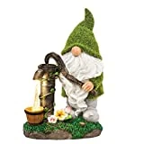 TERESA'S COLLECTIONS 29cm Lustig Gartenzwerg Wetterfest Figur mit LED Solarlaterne Zwerg...