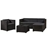 Juskys Polyrattan Lounge Punta Cana L wetterfest mit Sofa, Sessel, Hocker, Tisch & Kissen - 4-5...