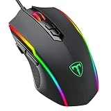 Holife Gaming Maus, 7200 DPI PC Maus mit RGB Beleuchtung/ 8 Programmierbaren Tasten/Feuer Tasten...