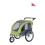 PawHut D00-051 2 in 1  Hunde Fahrradanhänger Jogger  Flagge, grün