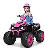 COSTWAY 12V Elektro Kinderquad mit Scheinwerfer, Mini Elektroquad mit Musik & Hupe, 4 Räder Kinder...