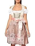 Fuchs Trachtenmoden Damen Kleid, Mehrfarbig (Champagner/Rose), 40