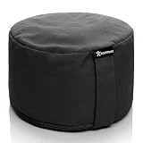 BODYMATE Extra-Hohes Yogakissen rund 31cm Durchmesser 20cm hoch Schwarz mit Buchweizen-Spelz...