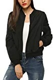 Zeagoo Damen Fruhling Herbst Bomberjacke Bikerjacke Steppmantel Fliegerjacke Kurz Jacke schwarz Gr....