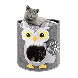 Dripex Katzenhöhle 2 Etagen Katzenhaus aus Filz inkl. Kissen Kuschelhöhle für Katzen Mietze zum...