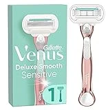 Gillette Venus Deluxe Smooth Sensitive Rasierer Damen, Damenrasierer + 1 Rasierklinge mit 5-fach...