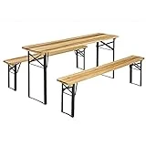 Juskys Bierzeltgarnitur Bichl 3-teilig & klappbar 170x46x77 cm - Gartenmöbel Set Biertisch & 2...