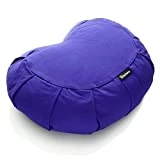BODYMATE Halbmond Yogakissen 42cm lang 30cm breit und 15cm hoch Dunkelblau mit Buchweizen-Spelz...