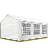TOOLPORT Partyzelt Pavillon 3x6 m in weiß 180 g/m² PE Plane Wasserdicht UV Schutz Festzelt...