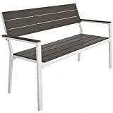 TecTake 800796 Gartenbank in Holzoptik, Sitzbank für Garten, Balkon und Terrasse, bis 250 kg...