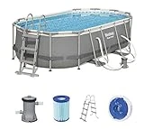 Bestway Power Steel Framepool-Set, oval, mit Filterpumpe & Sicherheitsleiter 427 x 250 x 100 cm