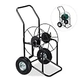 Relaxdays Schlauchwagen, fahrbare Schlauchtrommel, 1/2' & 3/4' Anschluss, bis 80 m Schlauch, 2...