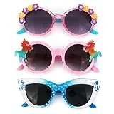 Hifot 3 Stück Einhorn Sonnenbrille für Mädchen, Kunststoffrahmen Rund Schnee Katzenauge...