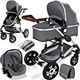 KESSER® Loops 3 in 1 Kinderwagen Kombikinderwagen komplettset incl. Babywanne & Buggy Sportsitz &...
